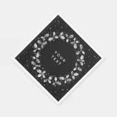 Schwarz + Weiß Hand gedruckte Weihnachtsfeier Serviette (Ecke)