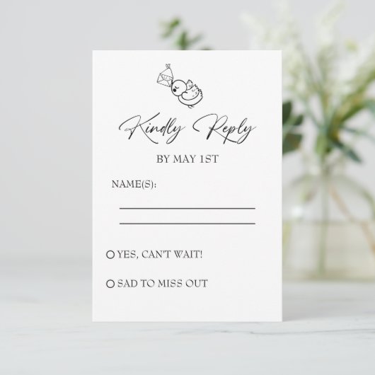 Schwarz-Weiß-Hand-Hochzeit RSVP Karte (Stehend Vorderseite)