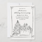 Schwarz-Weiß-Hand-Weihnachtsfeier Einladung (Vorderseite)