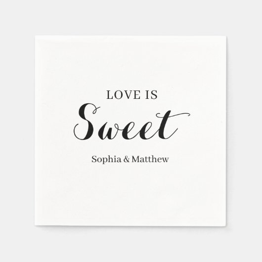 Schwarz-Weiß-handgeschriebenes Skript für Hochzeit Serviette (Vorderseite)