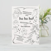 Schwarz-Weiß-Handgezeichnet Doodle Weihnachtsgebäc Einladung (Stehend Vorderseite)