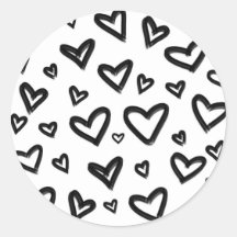 Schwarz-Weiß handGezeichnet, gemalte Doodle-Herzen