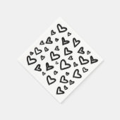 Schwarz-Weiß handGezeichnet, gemalte Doodle-Herzen Serviette (Ecke)