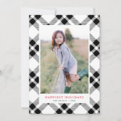 Schwarz-Weiß handGezeichnet Kariertes WeihnachtsFo Feiertagskarte (Vorderseite)