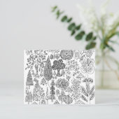 Schwarz-Weiß-Handgezeichnete Bäume Kunst Postkarte (Stehend Vorderseite)