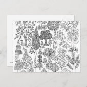 Schwarz-Weiß-Handgezeichnete Bäume Kunst Postkarte (Vorne/Hinten)