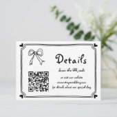 Schwarz-Weiß-handgezeichnete Heirat Begleitkarte (Stehend Vorderseite)