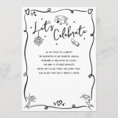 Schwarz Weiß Handgezeichneter Doodle-Stil Absolven Ankündigung (Rückseite)