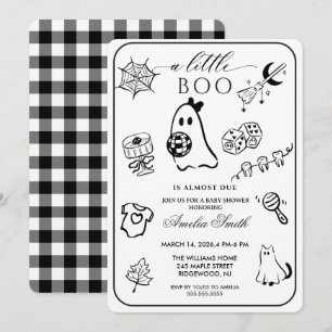 Schwarz-weiß handgezeichnetes Halloween-Thema Baby Einladung