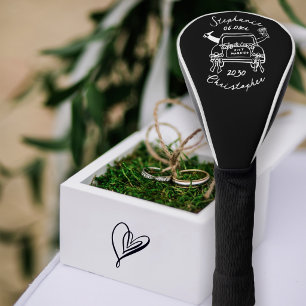 Schwarz/Weiß handgezeichnetes Hochzeitsauto Frisch Golf Headcover