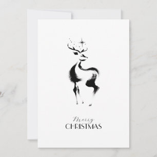 Schwarz-weiß handgezeichnetes Rentier Weihnachten