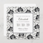 Schwarz-Weiß-Handgezogene Blume - Bridesmaid Einladung (Vorne/Hinten)