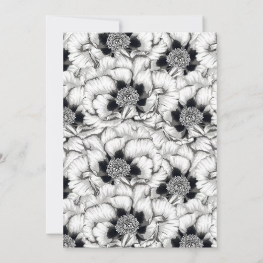 Schwarz-Weiß-Handgezogene Blüte | Vielen Dank Dankeskarte (Rückseite)