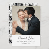 Schwarz-Weiß-Handgezogene Blüte | Vielen Dank Dankeskarte (Vorne/Hinten)