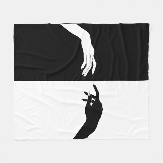 Schwarz-Weiß-Hands Moderne Kunst Fleecedecke (Vorderseite (Horizontal))