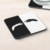 Schwarz-Weiß-Hands Moderne Kunst Getränkeuntersetzer (Linke Seite)