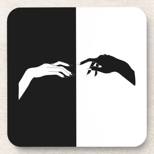 Schwarz-Weiß-Hands Moderne Kunst Getränkeuntersetzer (Vorderseite)