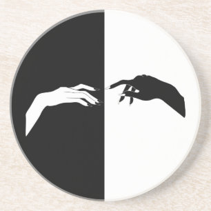 Schwarz-Weiß-Hands Moderne Kunst Getränkeuntersetzer