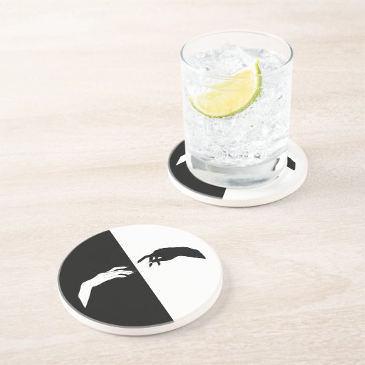 Schwarz-Weiß-Hands Moderne Kunst Getränkeuntersetzer (Seite)