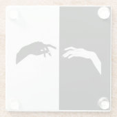 Schwarz-Weiß-Hands Moderne Kunst Glasuntersetzer (Rückseite)