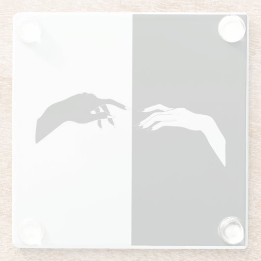 Schwarz-Weiß-Hands Moderne Kunst Glasuntersetzer (Rückseite)