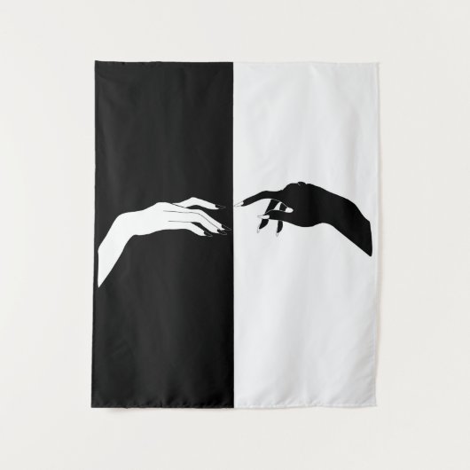 Schwarz-Weiß-Hands Moderne Kunst Wandteppich (Vorderseite)