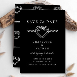Schwarz-Weiß-Handschrift zum Binden der Knotenhoch Save The Date