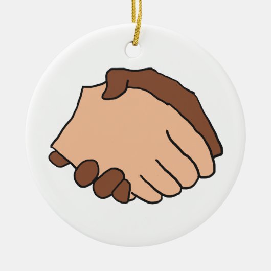 Schwarz-Weiß-Handshake Anti-Rassist Keramik Ornament (Vorne)