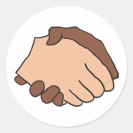 Schwarz-Weiß-Handshake Anti-Rassist Runder Aufkleber