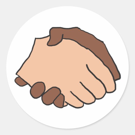 Schwarz-Weiß-Handshake Anti-Rassist Runder Aufkleber (Vorderseite)