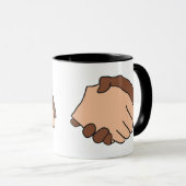 Schwarz-Weiß-Handshake Anti-Rassist Tasse (VorderseiteRechts)