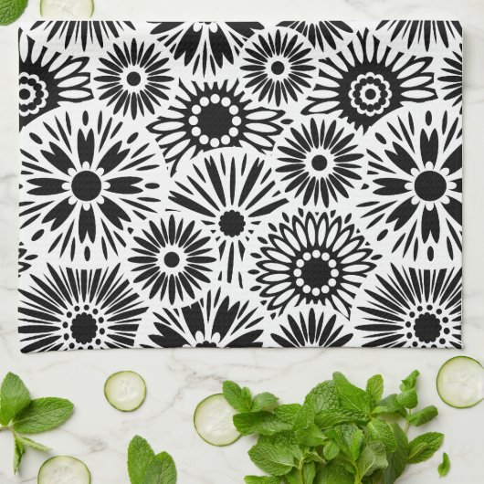 Schwarz-Weiß-Handtuch Küchentuch (Gefaltet)