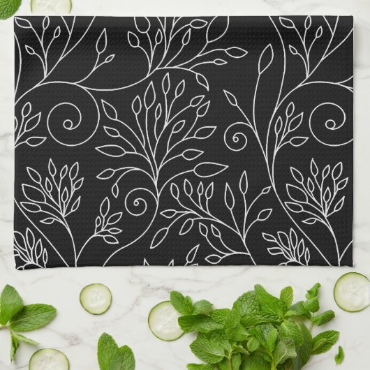 Schwarz-Weiß-Handtuch Küchentuch (Gefaltet)