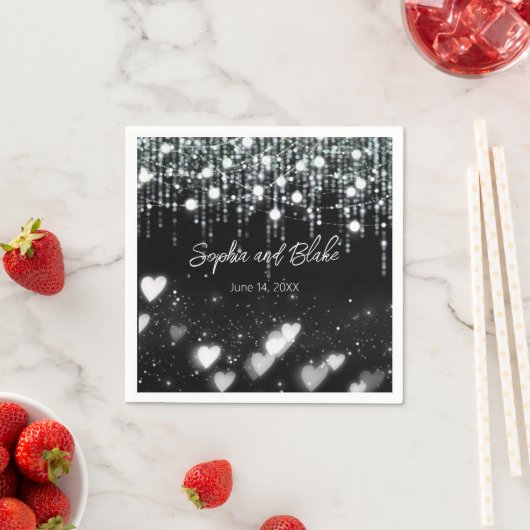 Schwarz-Weiß-Hanging-Lights Hochzeit Serviette (Beispiel)