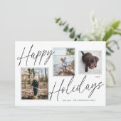 Schwarz-Weiß-Happy Holidays Foto Feiertagskarte (Stehend Vorderseite)