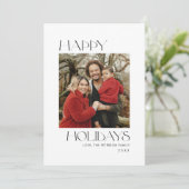 Schwarz-Weiß-Happy Holidays Foto Feiertagskarte (Stehend Vorderseite)