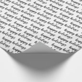 Schwarz-Weiß-Happy Holidays-Muster Geschenkpapier (Ecke)