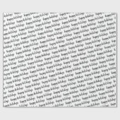 Schwarz-Weiß-Happy Holidays-Muster Geschenkpapier (Flach)