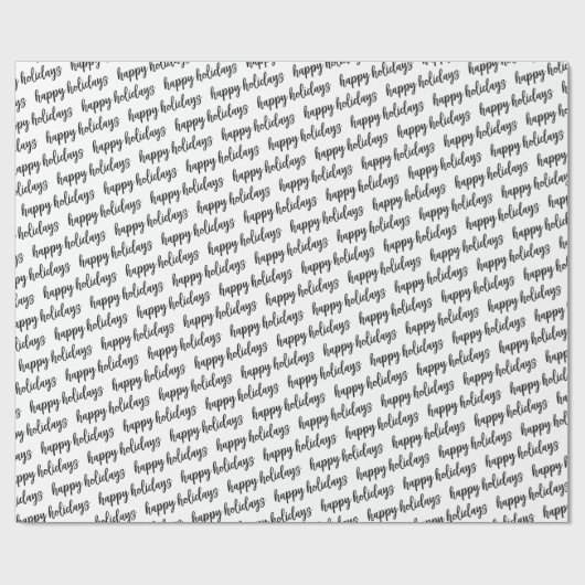 Schwarz-Weiß-Happy Holidays-Muster Geschenkpapier (Flach)