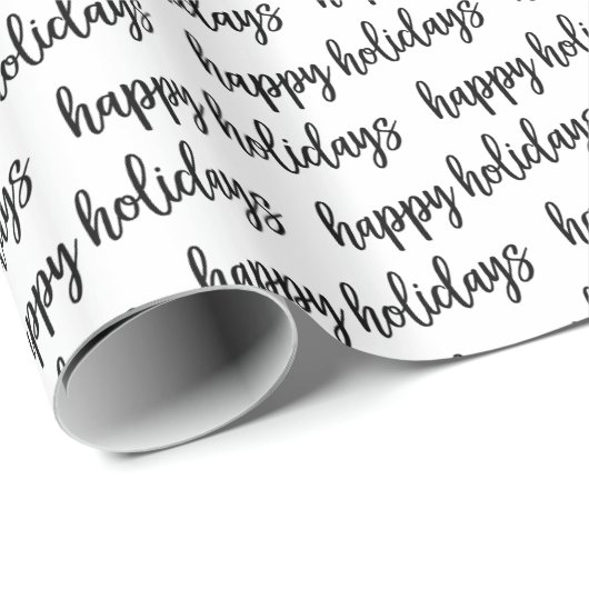 Schwarz-Weiß-Happy Holidays-Muster Geschenkpapier (Rolleneckpunkt)
