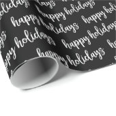 Schwarz-Weiß-Happy Holidays-Muster Geschenkpapier (Rolleneckpunkt)