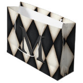 Schwarz-Weiß-Harelquin-Karo Elegantes 3-D Monogram Große Geschenktüte (Vorderseite Schrägansicht)