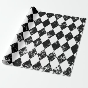 Schwarz-Weiß-Harlekin-Dekupage-Plakat Geschenkpapier