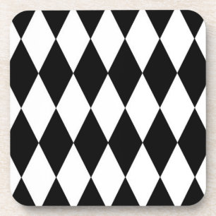 Schwarz-weiß-Harlekin-Diamanten-Musterdesign Getränkeuntersetzer