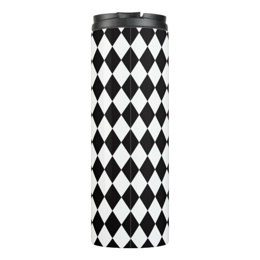 Schwarz-Weiß-Harlekin Thermosbecher (Rückseite)
