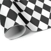 Schwarz-Weiß-Harlequin-Diamantmuster Geschenkpapier (Rolleneckpunkt)
