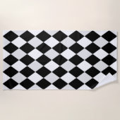 Schwarz-Weiß-Harlequin-Diamantmuster Strandtuch (Vorderseite)