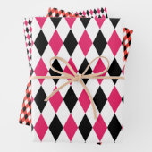 Schwarz-Weiß-Harlequin Diamond-Druckgeometrie Geschenkpapier Set (Beispiel)