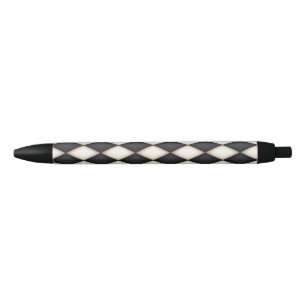 Schwarz-Weiß-Harlequin Diamond-Karo-Muster Kugelschreiber