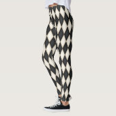 Schwarz-Weiß-Harlequin Diamond-Karo-Muster Leggings (Links)